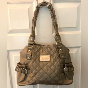 Relic Metallic Taupe Faux Leather Quilted Tote